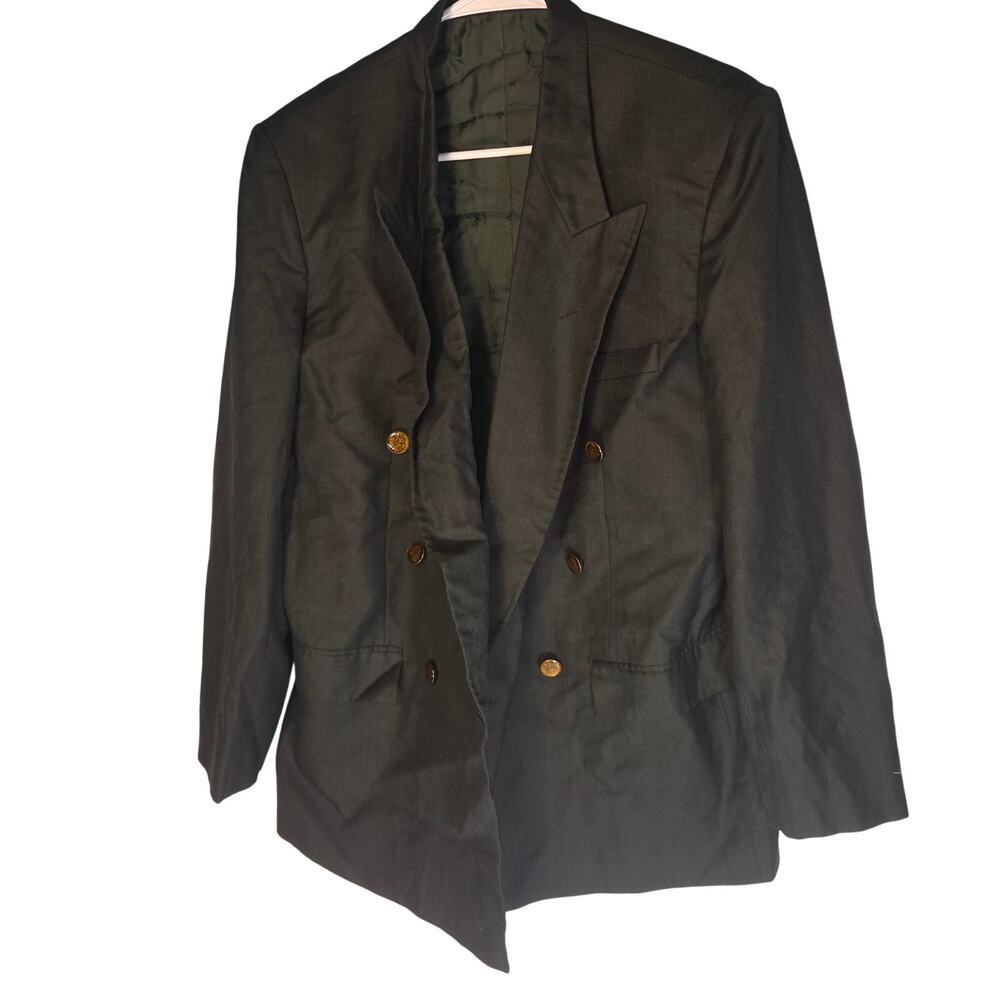 Vintage Cassino Double Breasted Blazer Gold Crest Buttons Dark Academic Jacket